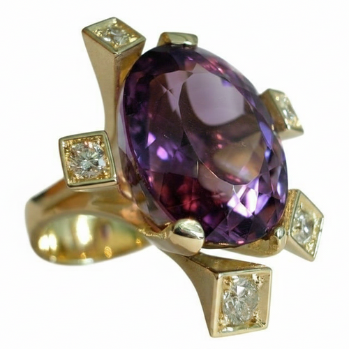 Anello Ametista e Diamanti