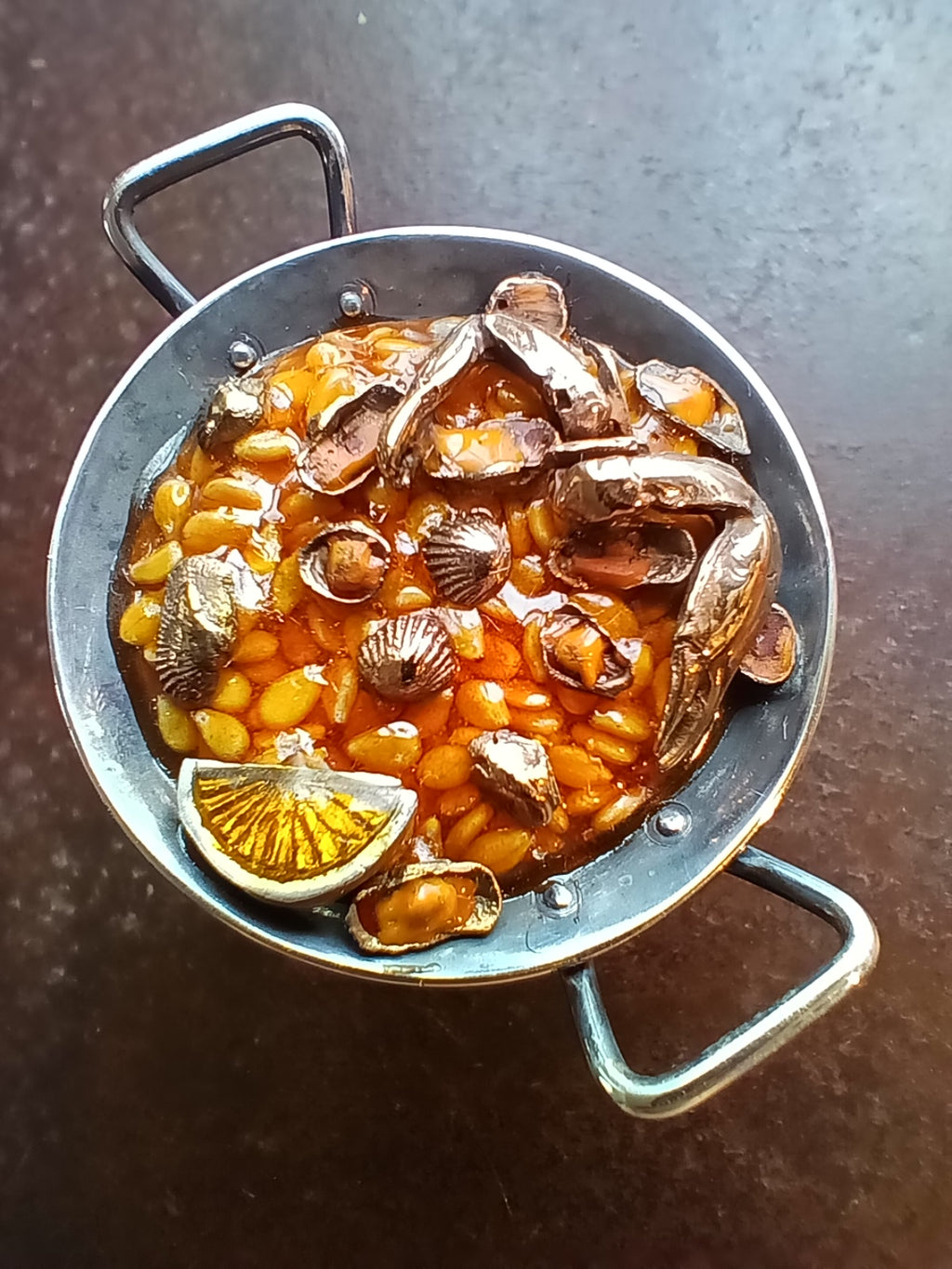 Anello Paella in argento 925 e bronzo | Pezzo unico