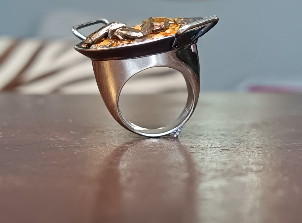 Anello Paella in argento 925 e bronzo | Pezzo unico