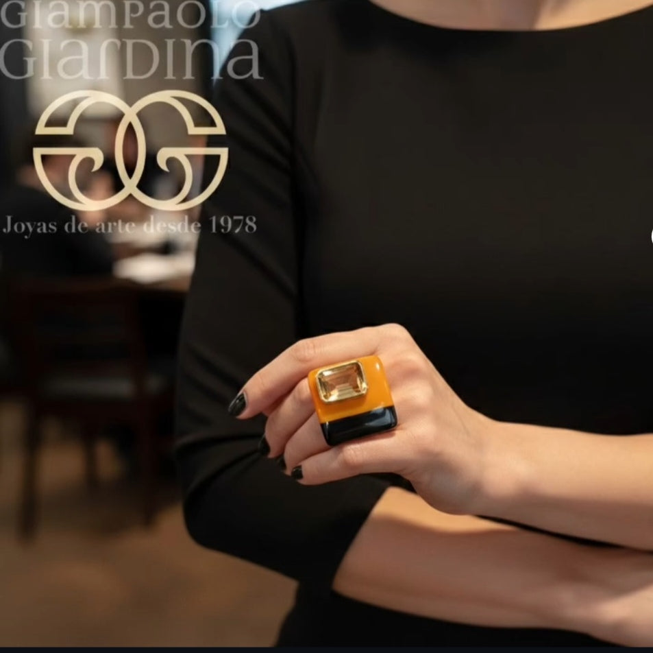Anello Vintage Resina & Quarzo Citrino — Giampaolo Giardina